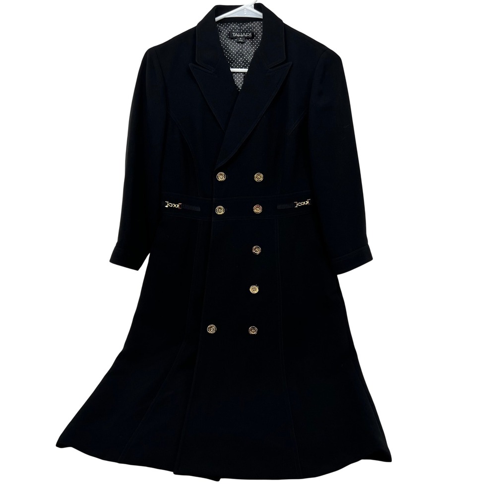 Tahari‎ Womens Double Breasted Dress Black Gold Hardware Size 4